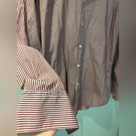 Hugo Boss red and salmon striped button up shirt in EUC - Picture 2 of 6